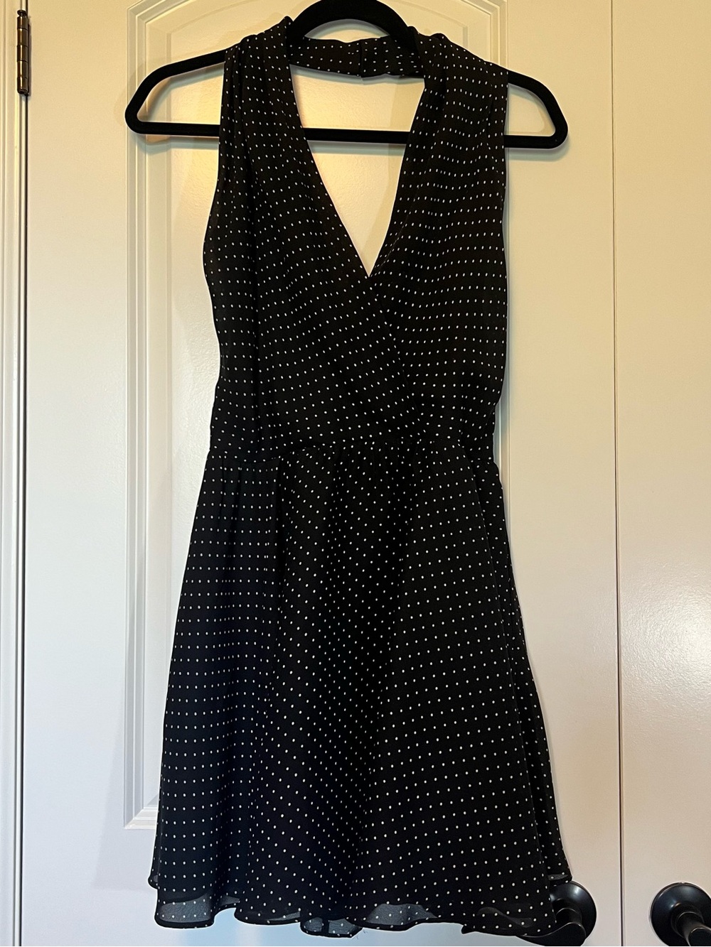 Vintage 90s Carol Michaels Polka Dot Halter Mini Wrap Dress - Size 6